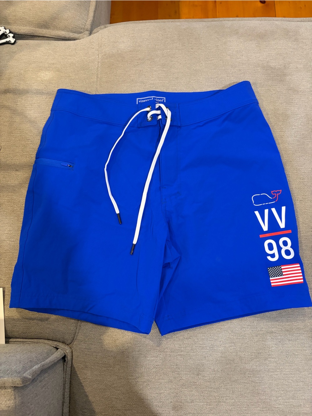 Vineyard Vines Royal Blue Swim Board Shorts with White Drawstring